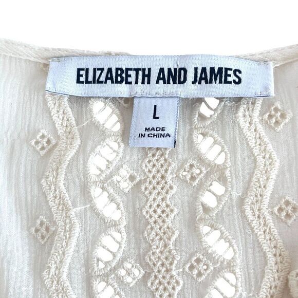 Elizabeth and James Revolve Riley Blouse 100% Silk Lace Sheer Size Large - Picture 7 of 9
